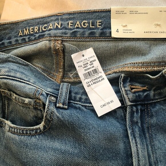 NWT American Eagle Mom  Jean #1460 Super Distessed Regular High Waisted Ladies 4 - Picture 12 of 16